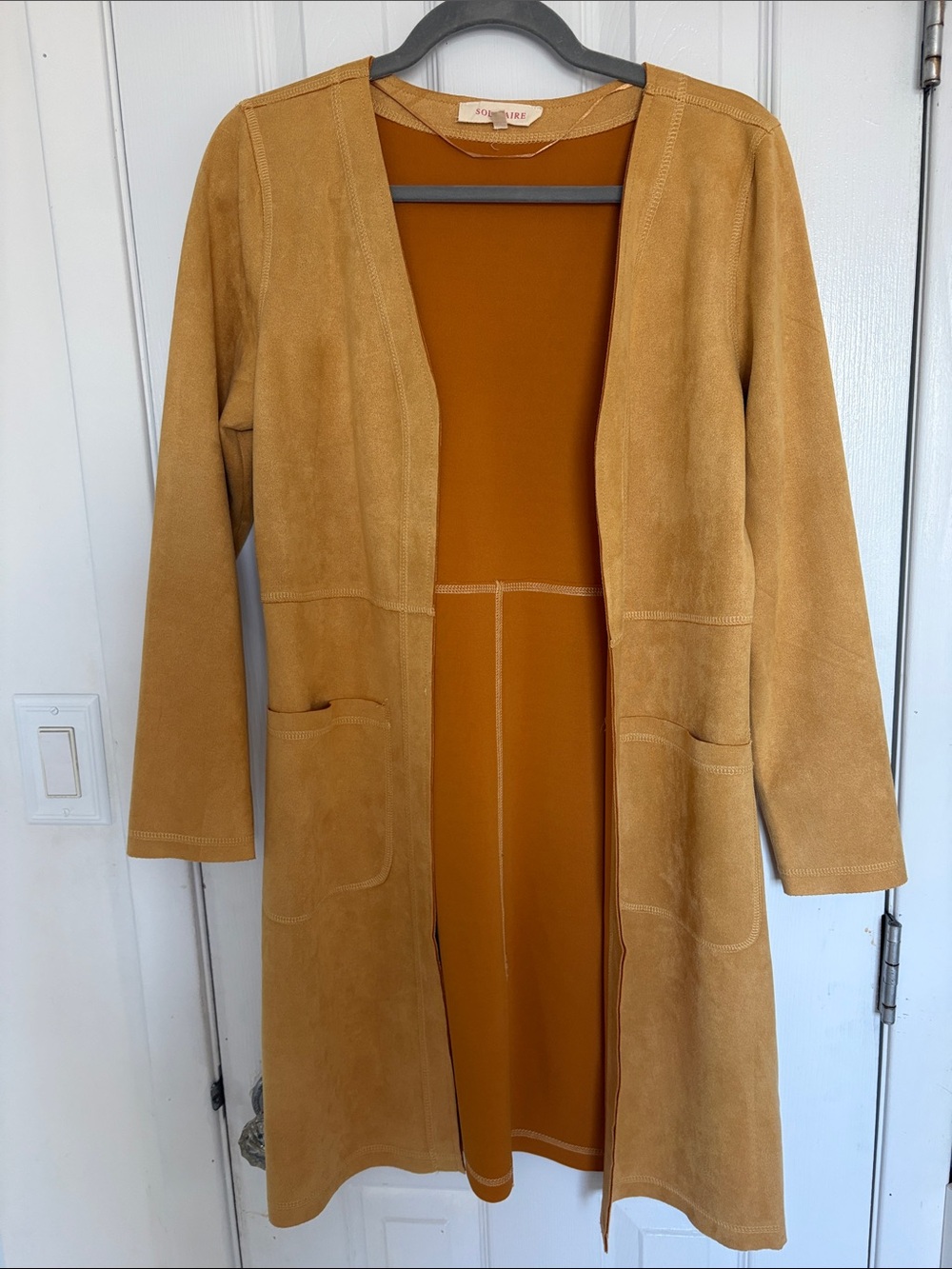 a new day Suede Open-Front Trench Coat in Camel